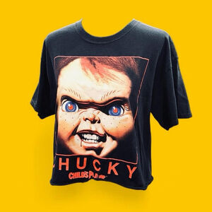 Chucky Child’s Play 3 Horror T-Shirt Large Cropped Black Graphic Movie Tee